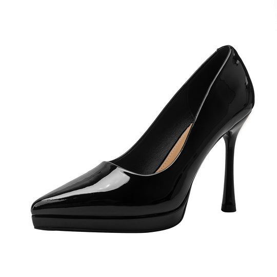 Damen stilvolle spitze High Heels mit glänzender Oberfläche EB