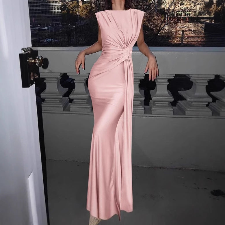 Damen Elegantes Wickel-Maxikleid mit seitlichem Rüschendetail EB