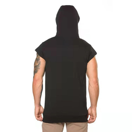 Herren Kapuzen-T-Shirt mit Ärmelloses Design und praktischer Fronttasche EB