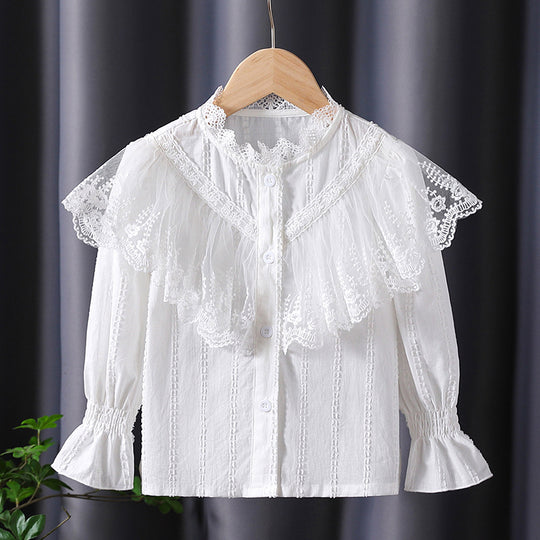 Mädchen Bluse mit romantischen Spitzendetails EB