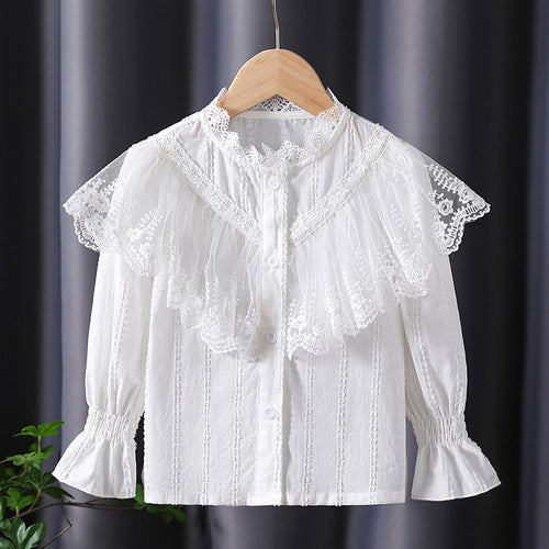 Mädchen Bluse mit romantischen Spitzendetails EB