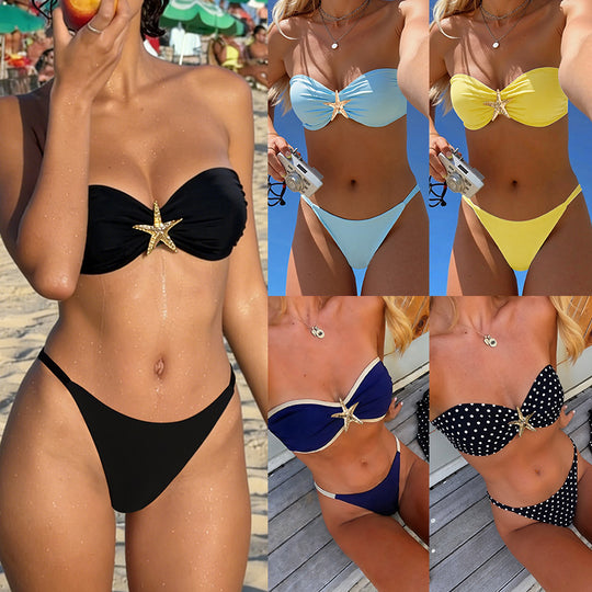 Damen Bandeau-Bikini mit strassbesetztem Stern EB