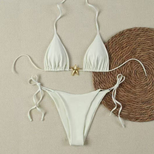Damen Bikini-Set mit verstellbarem Triangel-Oberteil und hoher Taillenhose EB