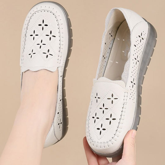 Damen Atmungsaktive Mokassins mit perforiertem Design und rutschfester Sohle EB