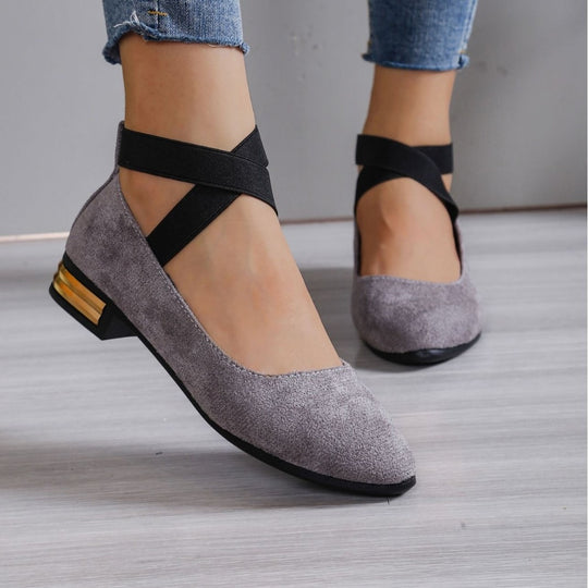 Damen Elegante Ballerinas mit elastischem Riemchen EB