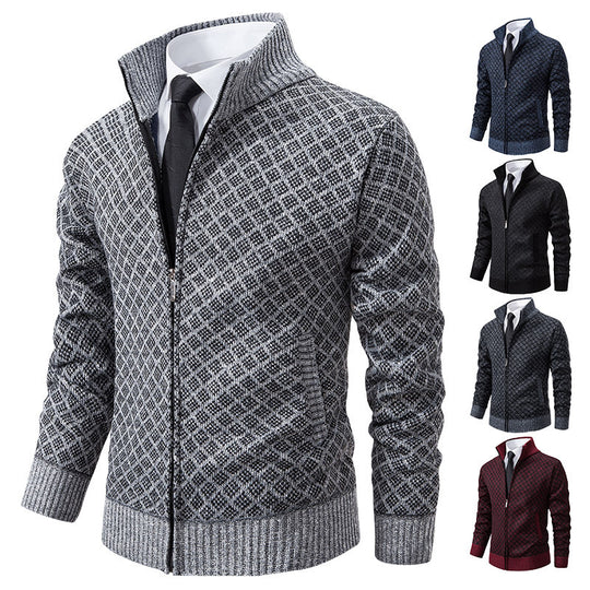 Herren stilvolle Strickjacke mit hochwertigem Zipper EB