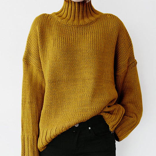 Damen Grober Strickpullover mit Stehkragen EB