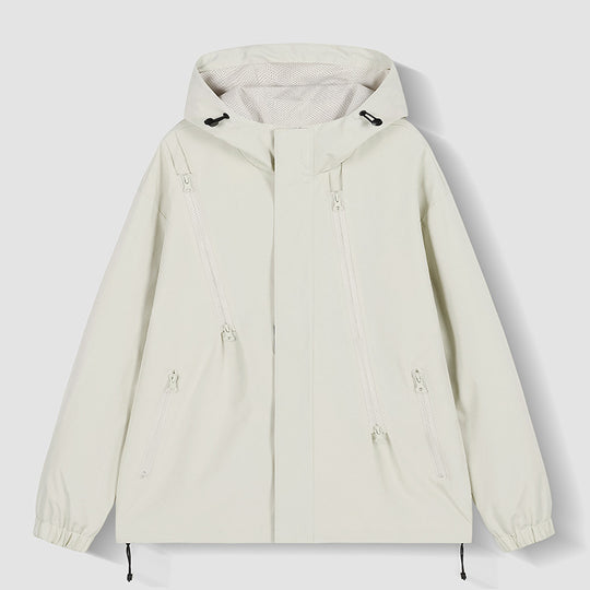 Herren nan technische Kapuzenjacke mit wasserabweisendem Softshell, schrägen Reißverschlusstaschen und verstellbarem Saum EB