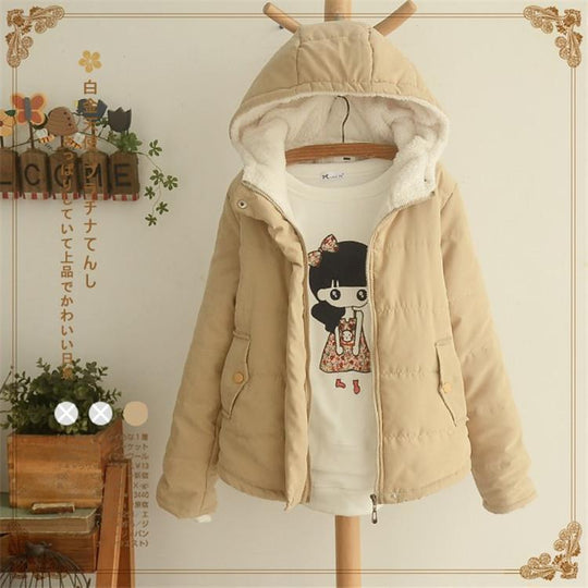 Damen gesteppte Kapuzenjacke mit kuscheligem Futter und praktischen Taschen EB