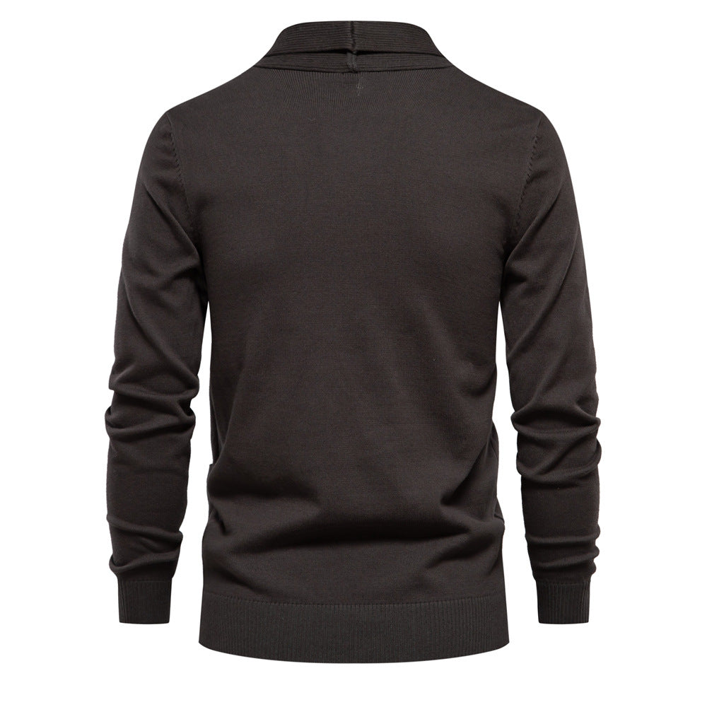 Herren angenehme Strickjacke mit offenem Kragen und praktischen Taschen EB