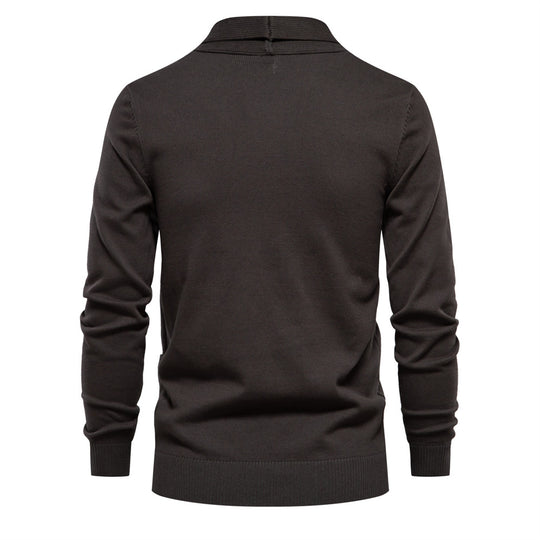 Herren angenehme Strickjacke mit offenem Kragen und praktischen Taschen EB