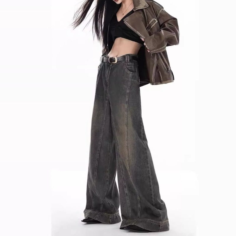 Damen Weit geschnittene High-Waist Jeans im urbanen Stil EB