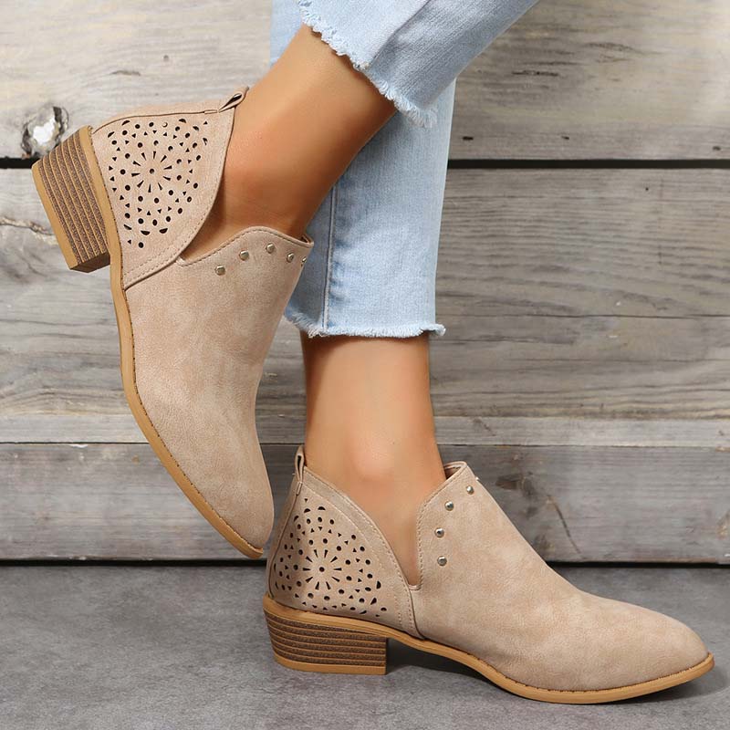 Vintage Spitzenschuh Hollow Knöchelstiefel EB