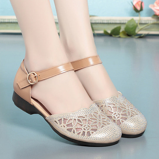Damen Ballerinas mit funkelndem Strass und eleganter Riemchen-Detail EB