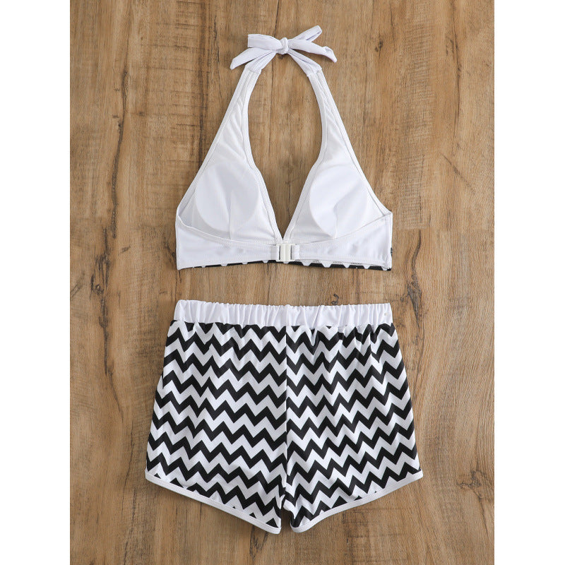 Damen Bikini-Set mit hochwertigem Chevron-Muster und verstellbaren Trägern EB