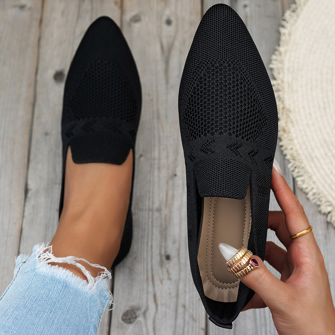 Damen Ballerinas mit kreativem Hahnentrittmuster und flexiblem Fußbett EB