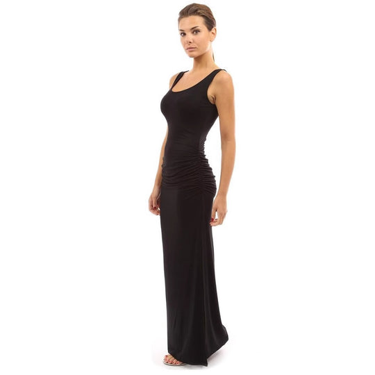 Damen figurbetontes Maxikleid mit Raffungen EB