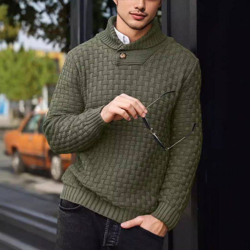 Herren Strickpullover mit Strukturiertem Muster und Modernem Stehkragen EB