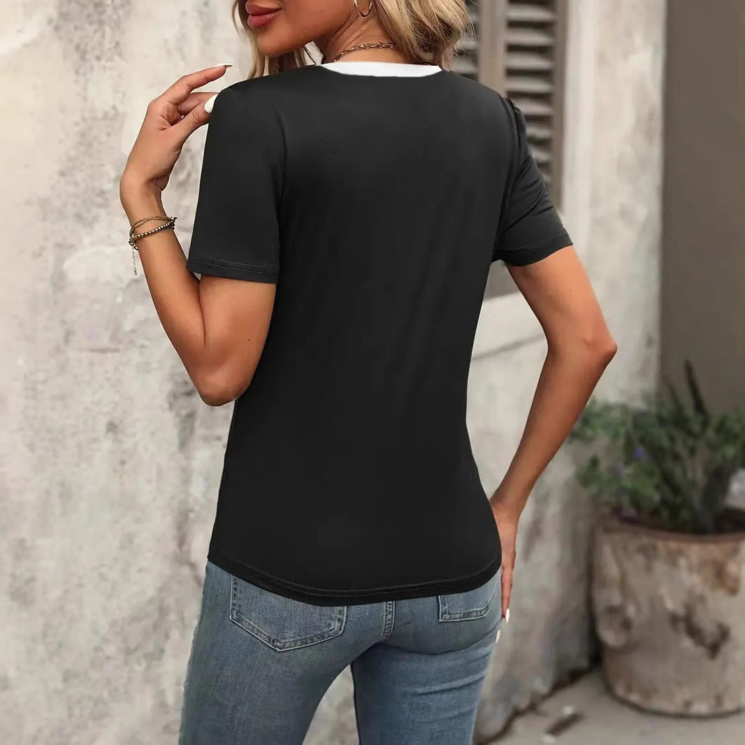 Damen T-Shirt mit V-Ausschnitt und lässigem Schnitt EB