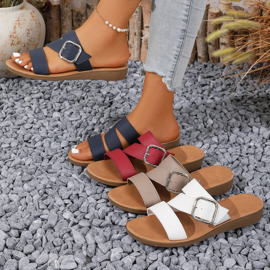Damen Komfortable Riemchen-Sandalen mit dekorativem Schnallenverschluss EB