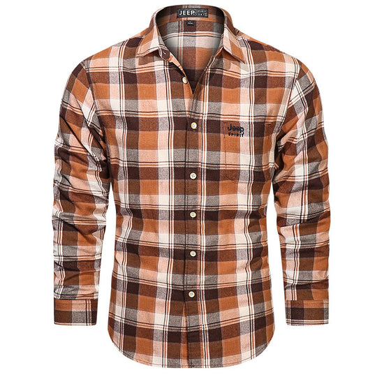 Herren nan tailliertes Karomuster-Flanellhemd mit Brusttasche und weichem Baumwollmix EB