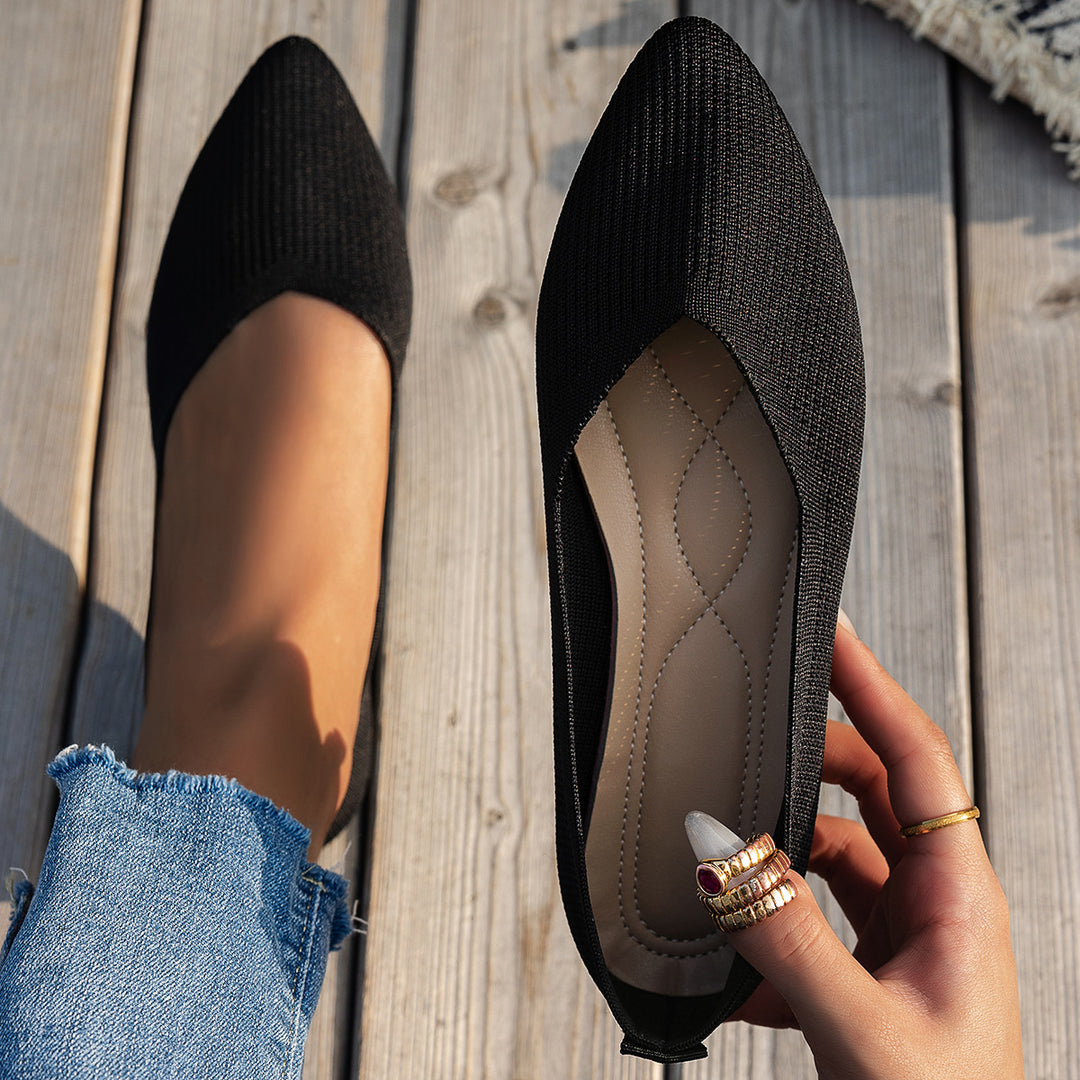 Damen Ballerinas mit kreativem Hahnentrittmuster und flexiblem Fußbett EB