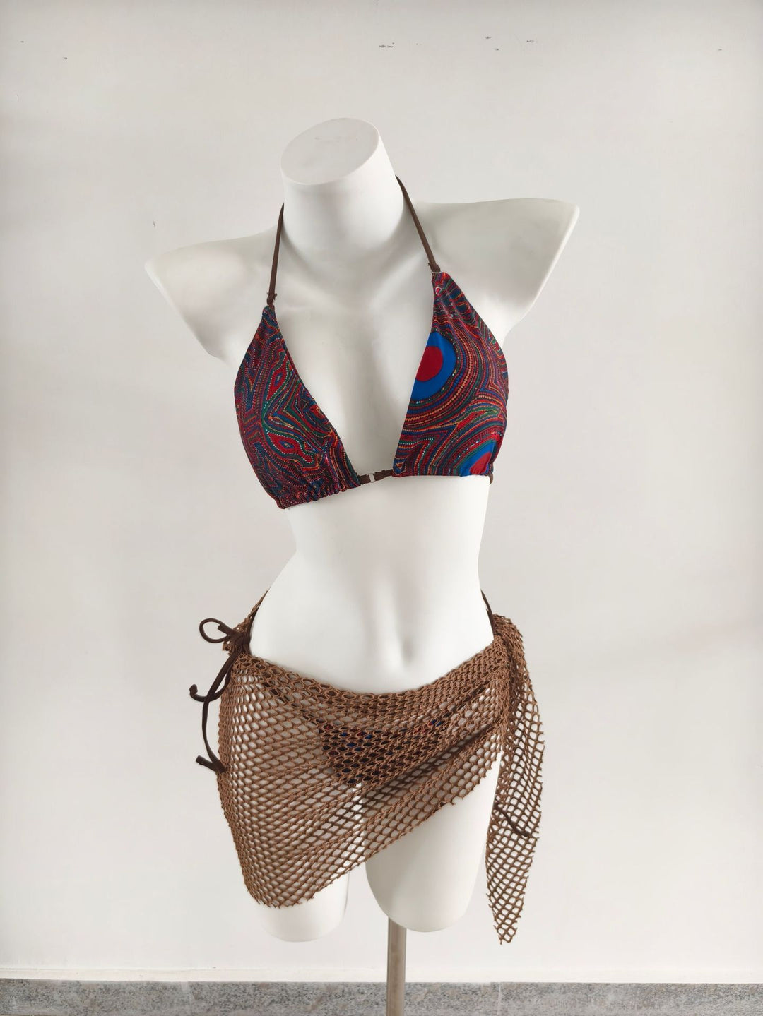 Damen Triangel-Bikini mit modischen Netzrock-Details EB