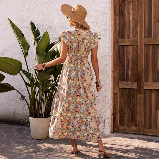 Damen Maxikleid mit fließendem Schnitt und Rüschen EB