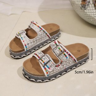 Damen modische Pantoletten mit Schmuckdetails EB
