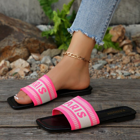 Damen Trendige Sommer-Sandalen mit breitem Riemen und Logo-Applikation EB