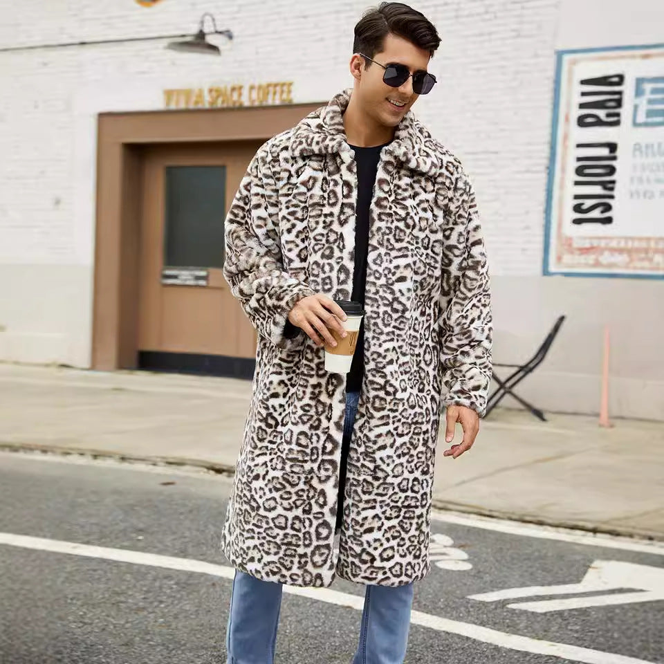 Herren Modischer Kunstfellmantel im Schlangenleder-Look EB