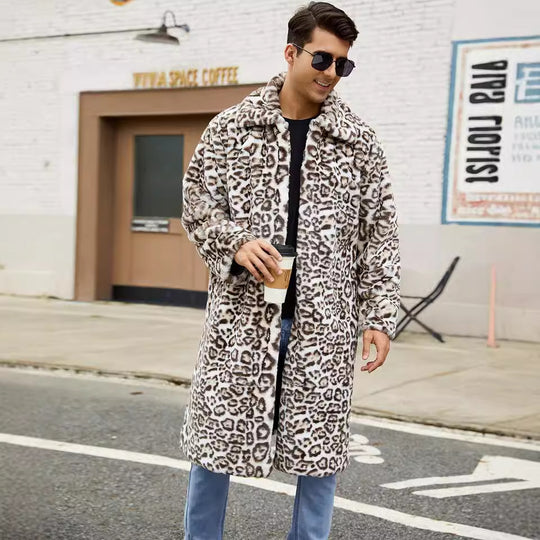 Herren Modischer Kunstfellmantel im Schlangenleder-Look EB