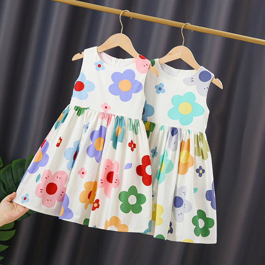 Mädchen Sommerkleid mit buntem Blumenmuster EB