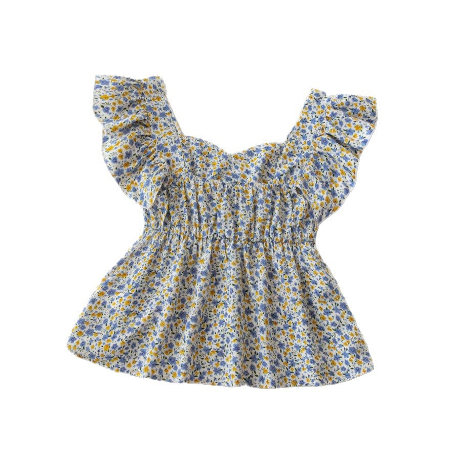 Damen Blumenbluse mit Rüschendetails und fließendem Schnitt EB