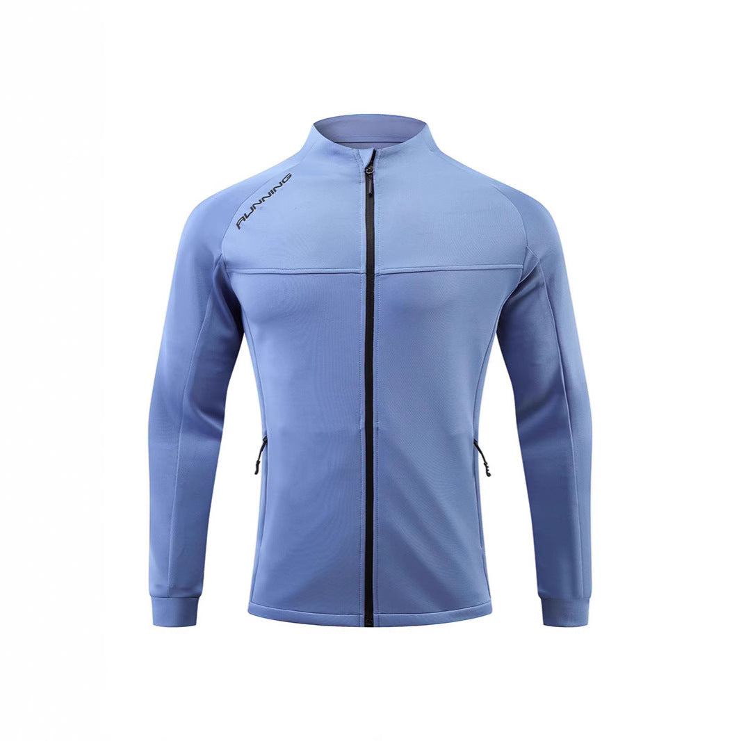 Herren Eng anliegende atmungsaktive Laufjacke mit durchgehendem Reißverschluss und Reißverschlusstaschen EB