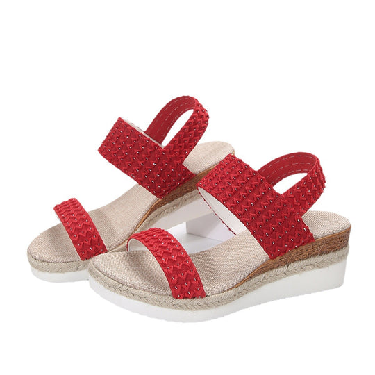 Damen Wedge-Sandalen mit dekorativem Riemendesign und bequemer Sohle EB