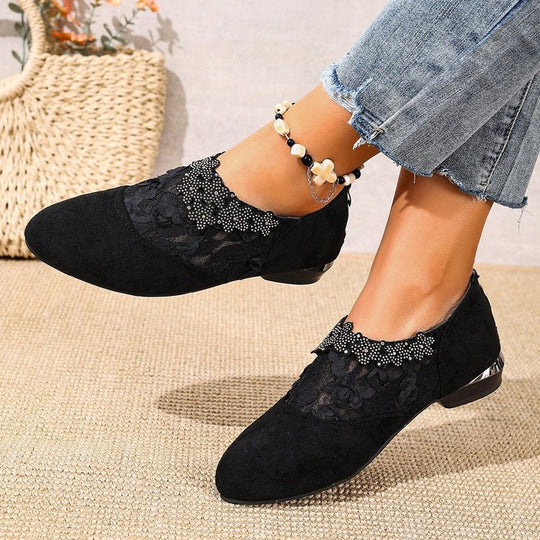 Damen Elegante und filigrane Ballerinas mit floralen Details EB