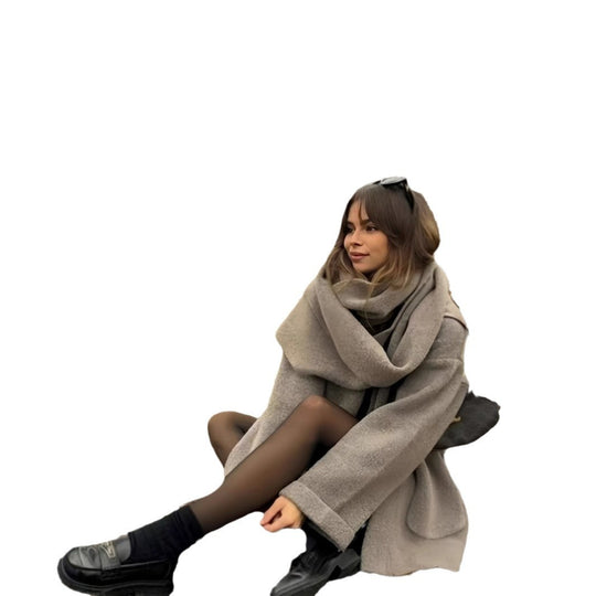 Damen elegante und warme Wickeljacke mit Schalkragen und Fransen EB