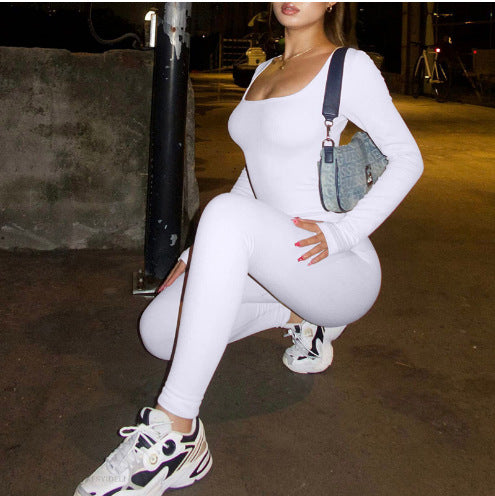 Damen Eleganter Langärmliger Body mit Figurbetontem Schnitt EB