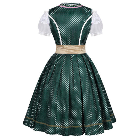 Damen nan traditionelles Trachten-Dirndl mit geschnürter Corsage, Spitzenärmeln und schwingendem Tellerrock EB