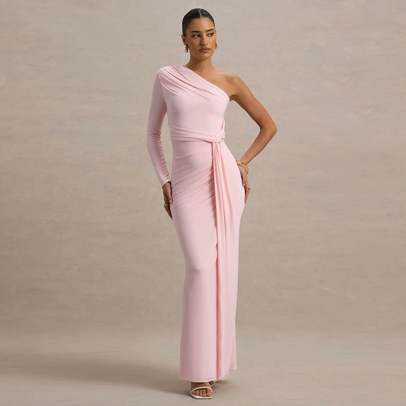 Damen Elegantes asymmetrisches Maxikleid mit Wickeldetail EB