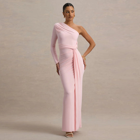 Damen Elegantes asymmetrisches Maxikleid mit Wickeldetail EB