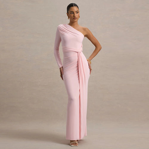 Damen Elegantes asymmetrisches Maxikleid mit Wickeldetail EB