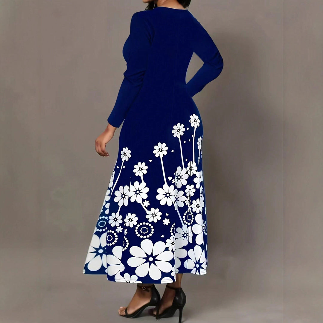 Damen Maxikleid mit floralen Mustern und praktischen Taschen EB