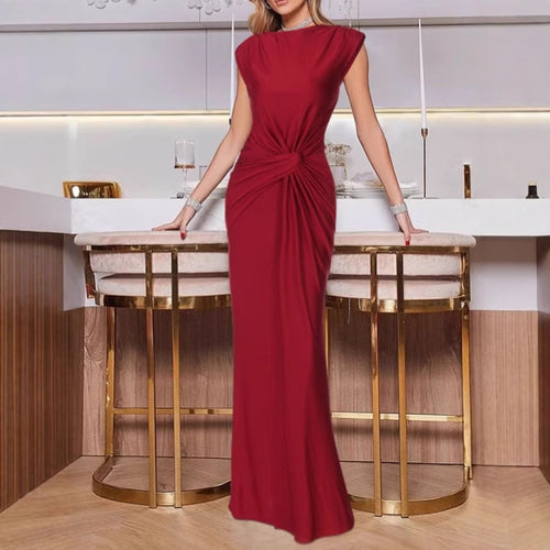 Damen Elegantes Wickel-Maxikleid mit seitlichem Rüschendetail EB