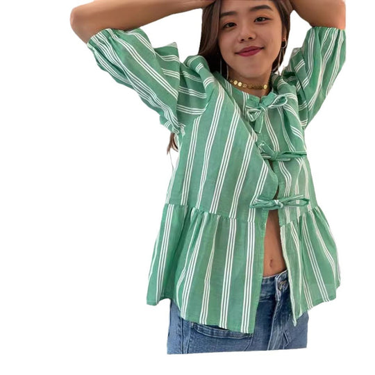 Damen Bluse mit Rüschendetails und raffinierter Knopföffnung EB