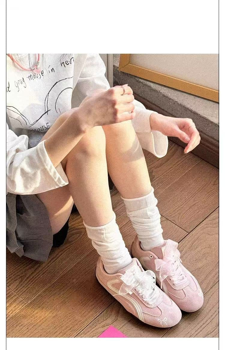 Damen bequeme Sneaker mit verspieltem Schleifendesign und atmungsaktiver Sohle EB
