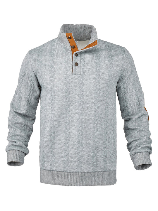 Herren Strickpullover mit hohem Kragen und strukturiertem Muster EB