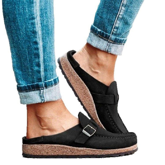 Damen Mokassins mit dekorativem Riemen und verstellbarer Schnalle EB