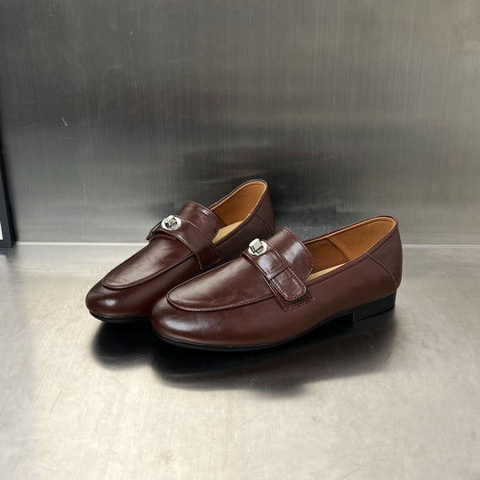 Damen Elegante Mokassins mit komfortablem Kunstleder und dekorativem Schnallenverschluss EB